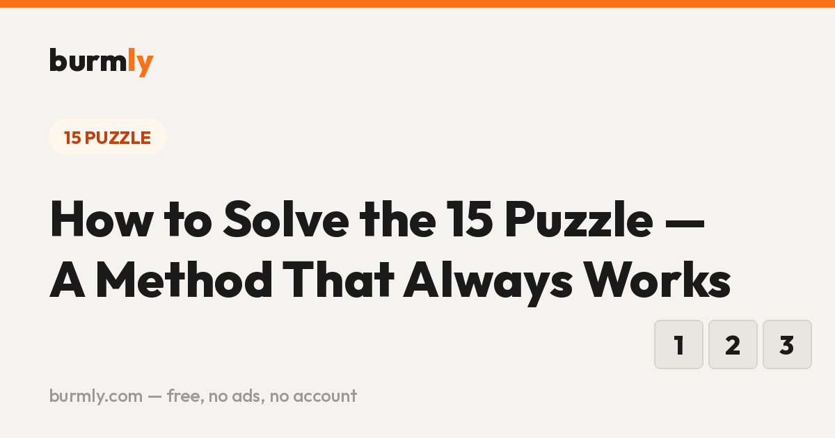 How to Solve the 15 Puzzle — A Method That Always Works | Burmly