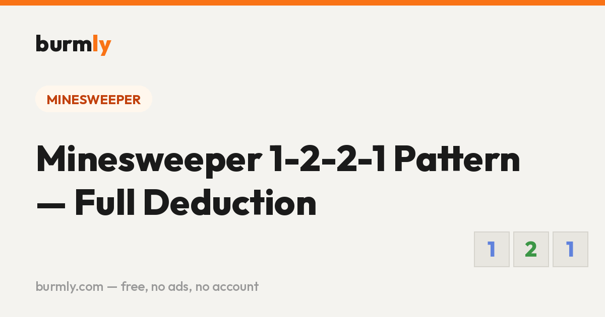 212 Pattern Minesweeper 1-2-2-1 Pattern — Full Deduction | Burmly